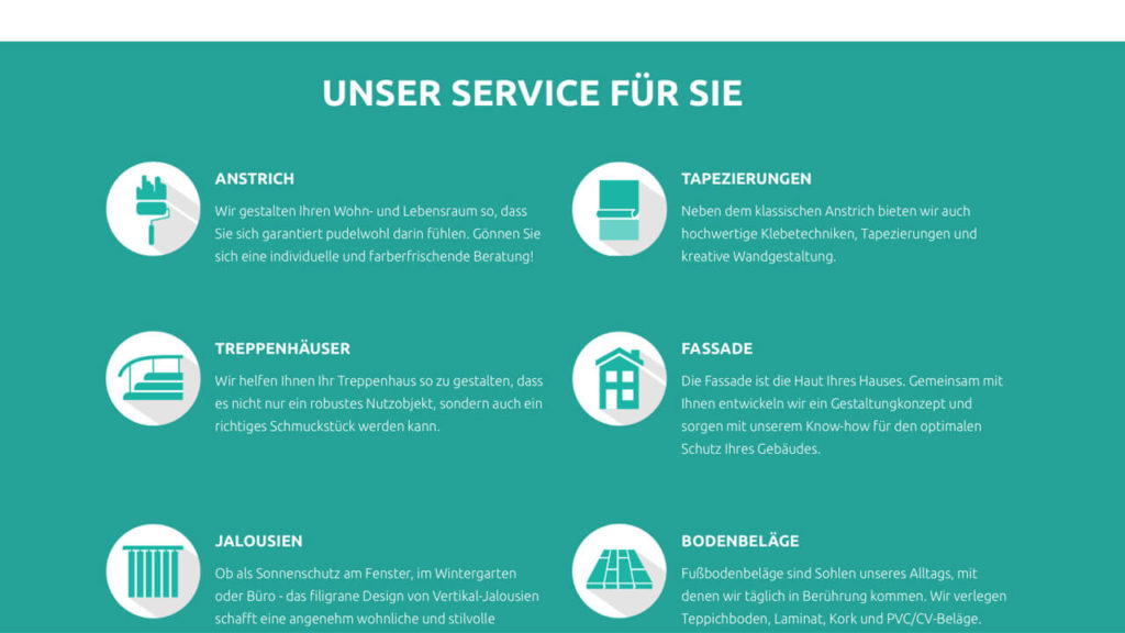 Webseite für Malermeister - Service