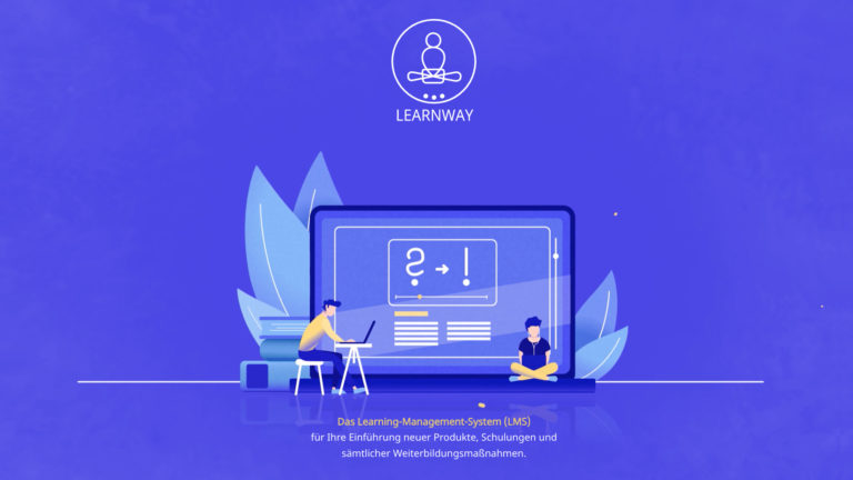 Learnway Logo und Illustration mit kurzer Beschreibung des LMS. entwickelt von der Werbeagentur creanovo aus Hannover