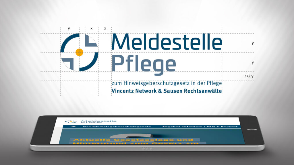 Ein Tablet über dem das neue Logo schwebt